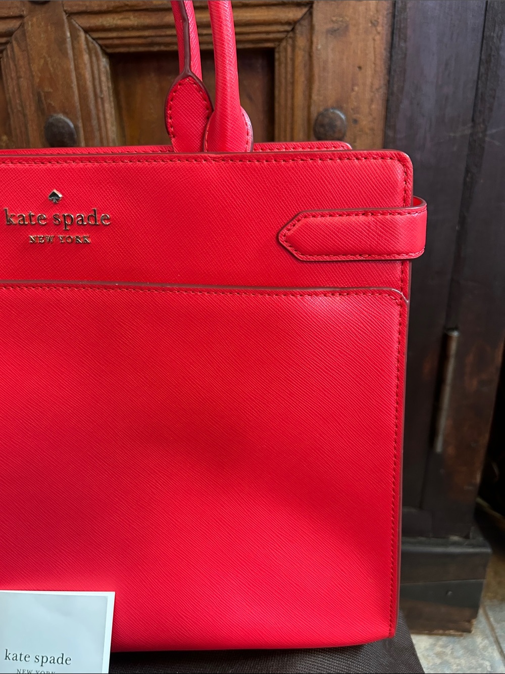 Kate Spade Staci Red Saffiano leather Satchel Crossbody - Picture 3 of 10